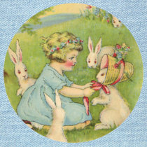 Easter Bonnet on an Easter Bunny Round Stickers