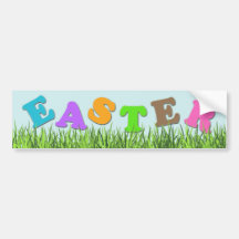 Easter Bumper Sticker with Grass