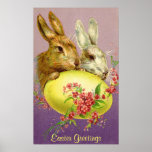Easter Bunnies and Egg Vintage Poster posters