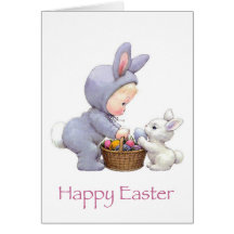 Easter Bunny and Girl Card