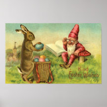 Easter Bunny And Gnome Print