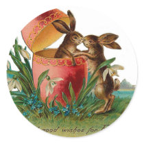 Easter Bunny Kiss Round Stickers