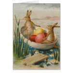 Easter Bunny Rabbit Coloured Egg Boat Greeting Card
