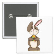 Easter Bunny with Coloured Eggs Button