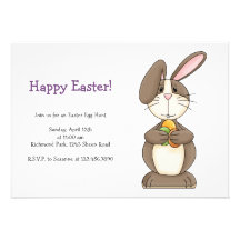 Easter Bunny with Coloured Eggs Personalized Invites