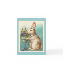 Easter Bunny With Green Egg Greeting Cards