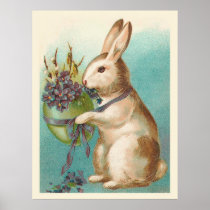 Easter Bunny With Green Egg Posters
