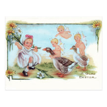 Easter Card with Vintage Illustration Post Card