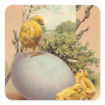 Easter - Chicks Egg PussyWillow- Antique Postcard Stickers