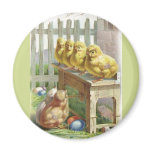 Easter - Chicks, Eggs & Bench - Antique Postcard Magnets