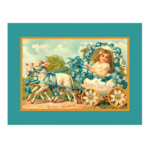 Easter Egg Carriage Vintage Christian Postcard