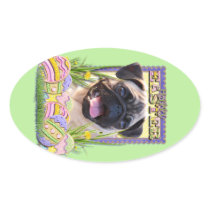 Easter Egg Cookies - Pug Oval Stickers