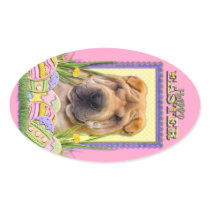 Easter Egg Cookies - Shar Pei Oval Sticker