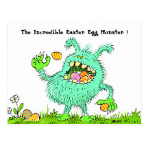 easter egg monster postcard