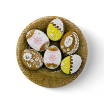 Easter Egg Shaped Biscuits On The Plate Buttons
