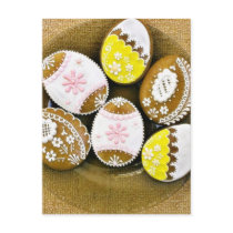 Easter Egg Shaped Biscuits On The Plate Post Cards