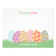 Easter Eggs Flat Thank You Card or Note Card Invitation