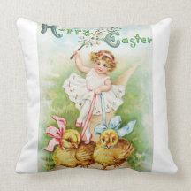 Easter Eggstravaganza Antiqe Post Cards Pillow!