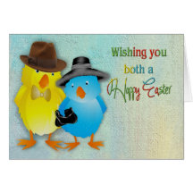 Easter - For the Both of You - Chicks Dressed Up Greeting Card