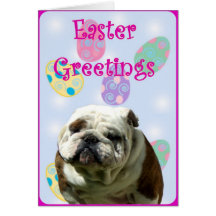 Easter Greetings Bulldog greeting card