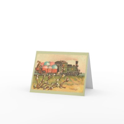 Easter Greetings With Egg Train Greeting Card by easterfun