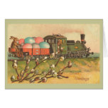 Easter Greetings With Egg Train Greeting Card