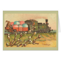 Easter Greetings With Egg Train Greeting Card