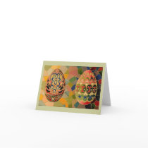 Easter Greetings With Painted Eggs Greeting Cards