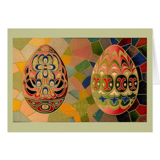 Easter Greetings With Painted Eggs Greeting Cards