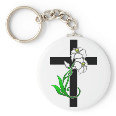 Easter Lilies and Cross Key Chain by springflowers