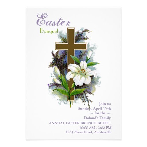 Easter Lily & Cross Invitation