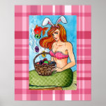 Easter mermaid and her little helper poster