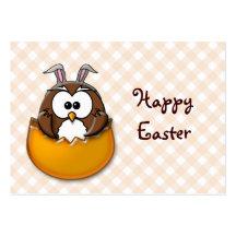 Easter owl gingham - orange business cards