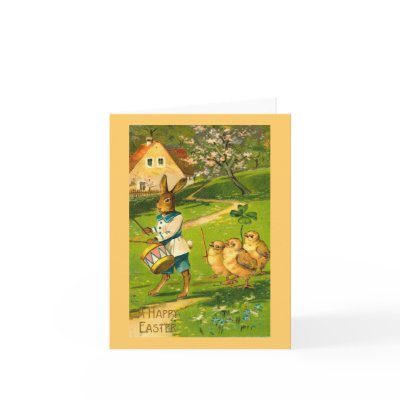 Easter Parade With Rabbit and Chicks Card by easterfun