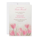 Easter Pink Tulips Flowers Flat Card invitations