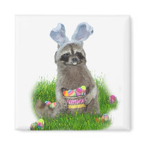 Easter Racoon Bandit Refrigerator Magnets