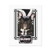 Easter - Some Bunny Loves You - French Bulldog Stretched Canvas Prints