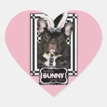 Easter - Some Bunny Loves You - French Bulldog Heart Stickers