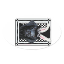 Easter - Some Bunny Loves You - Labrador - Black Oval Sticker
