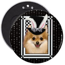 Easter - Some Bunny Loves You - Pomeranian Pinback Buttons