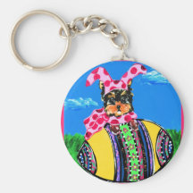 Easter Yorkie Poo Key Chains