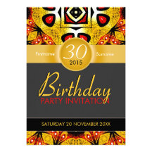 Eastern Red Feather Golden Age Birthday Party Personalized Announcement