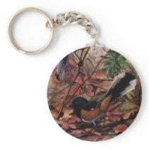 Eastern Towhees and Purple Aster Key Chain