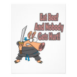 eat beef funny karate ninja pig cartoon personalized announcement
