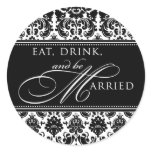 Eat Drink and be Married Damask Sticker