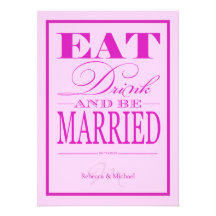 Eat Drink and be Married - Modern Pink & Purple Custom Invites