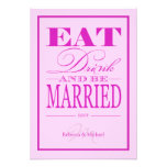 Eat Drink and be Married - Pink & Purple RSVP Card Personalized Invitations