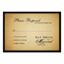 Eat Drink and be Married  Wedding rsvp Invitations