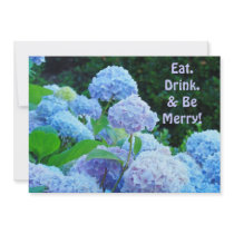 Eat Drink Be Merry Invitations Cards Hydrangeas