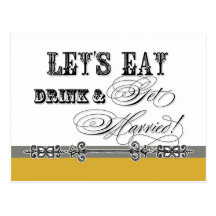 Eat, Drink n Get Married, be my Bridesmaid Invite Postcard
